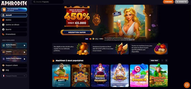 Découvrez les dernières promotions et offres de jeu à l'Aphrodite Casino en